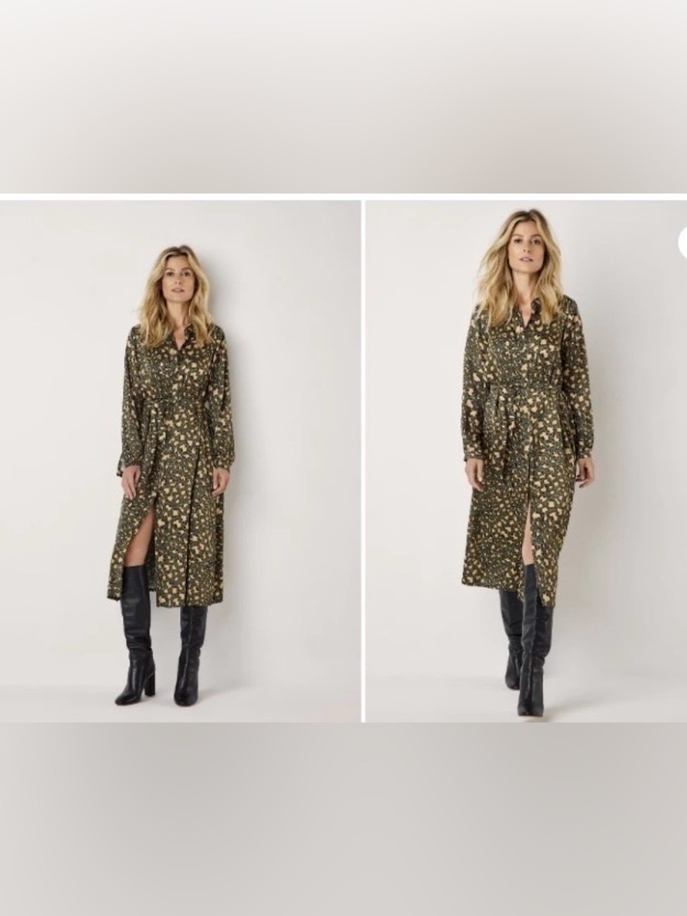 Summum Leopard Print Dress in Olive and Beige